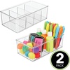 image:imagemDesign Plastic 4 Compartment Craft Organizer  Storage Container Bin for Sewing Notions Thread Crafts Beads Art and Hobby Items  Sewing Supplies Organizer  Ligne Collection  2 Pack  Clear