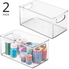 image:imagemDesign Plastic Craft Room Organizer  Basket Storage Holder Bin wHandles for Home Classroom Playroom Art Studio  Holds Scissors Pencils Markers Supplies  Ligne Collection  2 Pack  Clear