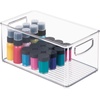 image:imagemDesign Plastic Craft Room Organizer  Basket Storage Holder Bin wHandles for Home Classroom Playroom Art Studio  Holds Scissors Pencils Markers Supplies  Ligne Collection  2 Pack  Clear