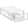 image:imagemDesign Plastic Desk Organizer and Storage Bin wPull Out Drawer  Shallow Stackable Office Storage Container for Office Supplies  Desktop Drawer Organizer  Lumiere Collection  8 Pack WhiteClear