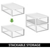 image:imagemDesign Plastic Desk Organizer and Storage Bin wPull Out Drawer  Shallow Stackable Office Storage Container for Office Supplies  Desktop Drawer Organizer  Lumiere Collection  8 Pack WhiteClear