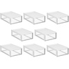 image:imagemDesign Plastic Desk Organizer and Storage Bin wPull Out Drawer  Shallow Stackable Office Storage Container for Office Supplies  Desktop Drawer Organizer  Lumiere Collection  8 Pack WhiteClear