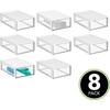 image:imagemDesign Plastic Desk Organizer and Storage Bin wPull Out Drawer  Shallow Stackable Office Storage Container for Office Supplies  Desktop Drawer Organizer  Lumiere Collection  8 Pack WhiteClear