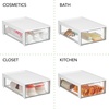 image:imagemDesign Plastic Desk Organizer and Storage Bin wPull Out Drawer  Shallow Stackable Office Storage Container for Office Supplies  Desktop Drawer Organizer  Lumiere Collection  8 Pack WhiteClear