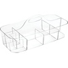image:imagemDesign Plastic Divided Art and Craft Storage Organizer Caddy Tote Bin with Handle for Home Office and Living Room  Holds Pencils Crayons Sewing Supplies  Lumiere Collection 2 Pack ClearClear