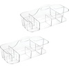 image:imagemDesign Plastic Divided Art and Craft Storage Organizer Caddy Tote Bin with Handle for Home Office and Living Room  Holds Pencils Crayons Sewing Supplies  Lumiere Collection 2 Pack ClearClear