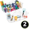 image:imagemDesign Plastic Divided Art and Craft Storage Organizer Caddy Tote Bin with Handle for Home Office and Living Room  Holds Pencils Crayons Sewing Supplies  Lumiere Collection 2 Pack ClearClear