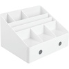image:imagemDesign Plastic Home Office Storage Bin Desk Organizer for Desktops Tables Work Spaces  Holds Scissors Pens Markers Highlighters Tape Folders Note Pads Supplies  2 Drawers  White