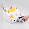 image:imagemDesign Plastic Home Office Storage Bin Desk Organizer for Desktops Tables Work Spaces  Holds Scissors Pens Markers Highlighters Tape Folders Note Pads Supplies  2 Drawers  White