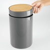 image:imagemDesign Plastic Round Trash Can Small Wastebasket  Garbage Bin Container with SwingClose Lid  Bathroom Garbage Basket  Holds Waste Recycling  13 Gallon  Basa Collection  Charcoal GrayNaturalNaturalCharcoal Grey
