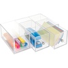 image:imagemDesign Plastic Stackable Desktop Organizer Tower Storage Station with 3 Drawers for Home Office  Holds Pens Sticky Notes Binder Clips Notepads Gel Pens or Erasers  Lumiere Collection  Clear