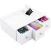 image:imagemDesign Plastic Stackable Desktop Organizer Tower Storage Station with 3 Drawers for Home Office  Holds Pens Sticky Notes Binder Clips Notepads Gel Pens or Erasers  Lumiere Collection  White