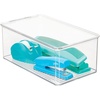 image:imagemDesign Plastic Stackable Home Office Storage Organizer Box with Hinge Lid  Holder Container Bin for Note Pads Gel Pens Staples Dry Erase Markers Tape Supplies  Lumiere Collection  Clear1275 x 725 x 5 Pack of 1
