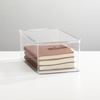image:imagemDesign Plastic Stackable Home Office Storage Organizer Box with Hinge Lid  Holder Container Bin for Note Pads Gel Pens Staples Dry Erase Markers Tape Supplies  Lumiere Collection  Clear1275 x 725 x 5 Pack of 1