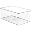 image:imagemDesign Plastic Stackable Home Office Storage Organizer Box with Hinge Lid  Holder Container Bin for Note Pads Gel Pens Staples Dry Erase Markers Tape Supplies  Lumiere Collection  Clear1275 x 725 x 5 Pack of 1