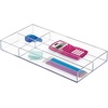image:imagemDesign Plastic Stackable Office Divided Storage Drawer Organizer Tray for Cabinet Desk Shelf or Closet Organization  Holds Note Pads Pens Tape Staples Scissors Lumiere Collection  Clear