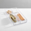 image:imagemDesign Plastic Stackable Office Divided Storage Drawer Organizer Tray for Cabinet Desk Shelf or Closet Organization  Holds Note Pads Pens Tape Staples Scissors Lumiere Collection  Clear