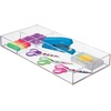 image:imagemDesign Plastic Stackable Office Divided Storage Drawer Organizer Tray for Cabinet Desk Shelf or Closet Organization  Holds Note Pads Pens Tape Staples Scissors Lumiere Collection  Clear
