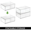 image:imagemDesign Plastic Stackable Office Storage Organizer Bin Containers with Front Pull Drawer and Labels for Cabinet Desk Shelves or Closet Organization  Lumiere Collection  4 Bins 32 Labels  Clear