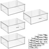 image:imagemDesign Plastic Stackable Office Storage Organizer Bin Containers with Front Pull Drawer and Labels for Cabinet Desk Shelves or Closet Organization  Lumiere Collection  4 Bins 32 Labels  Clear