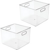 image:imagemDesign Plastic Storage Organizer Container Bin Closet Organization for Hallway Bedroom Linen Coat and Entryway  Holds Clothing Blankets and Accessories Ligne Collection 4 Pack Clear10 x 10 x 8 Pack of 2