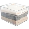 image:imagemDesign Plastic Storage Organizer Container Bin Closet Organization for Hallway Bedroom Linen Coat and Entryway  Holds Clothing Blankets and Accessories Ligne Collection 4 Pack Clear12 x 10 x 8 Pack of 4