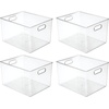 image:imagemDesign Plastic Storage Organizer Container Bin Closet Organization for Hallway Bedroom Linen Coat and Entryway  Holds Clothing Blankets and Accessories Ligne Collection 4 Pack Clear12 x 10 x 8 Pack of 4