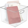 image:imagemDesign Plastic Storage Organizer Container Bin Closet Organization for Hallway Bedroom Linen Coat and Entryway  Holds Clothing Blankets and Accessories Ligne Collection 4 Pack Clear10 x 10 x 8 Pack of 2