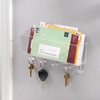 image:imagemDesign Plastic Wall Mount Mail and Key Holder with 5 Hooks Hanger Rack Shelf for Home Entryway Mudroom Kitchen Hold Letters Cards Magazines Coats Umbrellas Ligne Collection  BlackClear