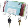 image:imagemDesign Plastic Wall Mount Mail and Key Holder with 5 Hooks Hanger Rack Shelf for Home Entryway Mudroom Kitchen Hold Letters Cards Magazines Coats Umbrellas Ligne Collection  BlackClear