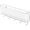 image:imagemDesign Plastic Wall Mount Mail and Key Holder with 5 Hooks Hanger Rack Shelf for Home Entryway Mudroom Kitchen Hold Letters Cards Magazines Coats Umbrellas Ligne Collection  BlackClear