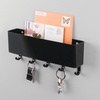 image:imagemDesign Plastic Wall Mount Mail and Key Holder with 5 Hooks Hanger Rack Shelf for Home Entryway Mudroom Kitchen Hold Letters Cards Magazines Coats Umbrellas Ligne Collection  BlackBlack