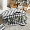 image:imagemDesign Round 30 Wreath Storage Container with Handles Fabric Christmas Wreath Storage Bag Protector Garland Storage Bag Container Holiday Decoration Organizer  2 Pack Buffalo Plaid BlackWhiteBlackWhite