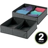 image:imagemDesign Set of 2 Canvas Wardrobe Organiser  Storage Box for Drawers and Cupboard with 2 Compartments  Fabric Wardrobe Storage for Socks Underwear etc  Dark Grey