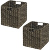 image:imagemDesign Set of 2 Storage Basket  Foldable Water Hyacinth Storage Box  Basket Storage Unit for Storing Clothes Toys or Magazines  Features Wickerwork Pattern  Black
