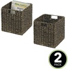 image:imagemDesign Set of 2 Storage Basket  Foldable Water Hyacinth Storage Box  Basket Storage Unit for Storing Clothes Toys or Magazines  Features Wickerwork Pattern  Black