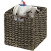 image:imagemDesign Set of 2 Storage Basket  Foldable Water Hyacinth Storage Box  Basket Storage Unit for Storing Clothes Toys or Magazines  Features Wickerwork Pattern  Black