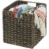 image:imagemDesign Set of 2 Storage Basket  Foldable Water Hyacinth Storage Box  Basket Storage Unit for Storing Clothes Toys or Magazines  Features Wickerwork Pattern  Black