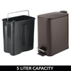 image:imagemDesign Slim Metal Rectangle 13 Gallon5 Liter Trash Can with Step Pedal EasyClose Lid Removable Liner  Narrow Wastebasket Garbage Container Bin for Bathroom Bedroom Kitchen  BlackBronze