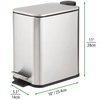 image:imagemDesign Slim Metal Rectangle 13 Gallon5 Liter Trash Can with Step Pedal EasyClose Lid Removable Liner  Narrow Wastebasket Garbage Container Bin for Bathroom Bedroom Kitchen  BlackBrushed SS
