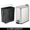 image:imagemDesign Slim Metal Rectangle 13 Gallon5 Liter Trash Can with Step Pedal EasyClose Lid Removable Liner  Narrow Wastebasket Garbage Container Bin for Bathroom Bedroom Kitchen  BlackBrushed SS