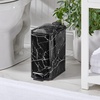 image:imagemDesign Slim Metal Rectangle 13 Gallon5 Liter Trash Can with Step Pedal EasyClose Lid Removable Liner  Narrow Wastebasket Garbage Container Bin for Bathroom Bedroom Kitchen  BlackBlack Marble