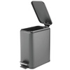 image:imagemDesign Slim Metal Rectangle 13 Gallon5 Liter Trash Can with Step Pedal EasyClose Lid Removable Liner  Narrow Wastebasket Garbage Container Bin for Bathroom Bedroom Kitchen  BlackCharcoal