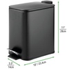 image:imagemDesign Slim Metal Rectangle 13 Gallon5 Liter Trash Can with Step Pedal EasyClose Lid Removable Liner  Narrow Wastebasket Garbage Container Bin for Bathroom Bedroom Kitchen  BlackBlack