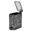 image:imagemDesign Slim Metal Rectangle 13 Gallon5 Liter Trash Can with Step Pedal EasyClose Lid Removable Liner  Narrow Wastebasket Garbage Container Bin for Bathroom Bedroom Kitchen  BlackBlack Marble