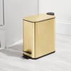 image:imagemDesign Slim Metal Rectangle 13 Gallon5 Liter Trash Can with Step Pedal EasyClose Lid Removable Liner  Narrow Wastebasket Garbage Container Bin for Bathroom Bedroom Kitchen  BlackSoft Brass
