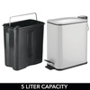 image:imagemDesign Slim Metal Rectangle 13 Gallon5 Liter Trash Can with Step Pedal EasyClose Lid Removable Liner  Narrow Wastebasket Garbage Container Bin for Bathroom Bedroom Kitchen  BlackMatte Gray