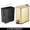 image:imagemDesign Slim Metal Rectangle 13 Gallon5 Liter Trash Can with Step Pedal EasyClose Lid Removable Liner  Narrow Wastebasket Garbage Container Bin for Bathroom Bedroom Kitchen  BlackSoft Brass