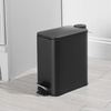 image:imagemDesign Slim Metal Rectangle 13 Gallon5 Liter Trash Can with Step Pedal EasyClose Lid Removable Liner  Narrow Wastebasket Garbage Container Bin for Bathroom Bedroom Kitchen  BlackBlack