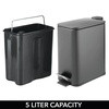 image:imagemDesign Slim Metal Rectangle 13 Gallon5 Liter Trash Can with Step Pedal EasyClose Lid Removable Liner  Narrow Wastebasket Garbage Container Bin for Bathroom Bedroom Kitchen  BlackCharcoal
